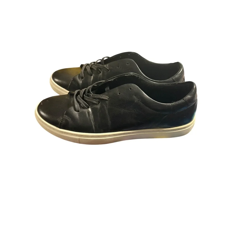 Steve Madden Calendar 017 Mens Black Leather Low Top Sneakers Size 9